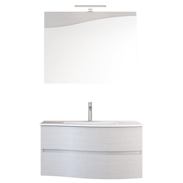 Mobile Bagno Sospeso 90 cm Lavabo e Specchio Bonussi Corona Bianco Larice acquista