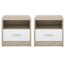 Set 2 Comodino 49,5x33,5x42 cm Nepo rovere sonoma bianco-1