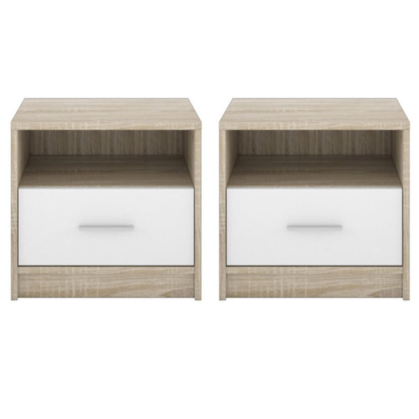 sconto Set 2 Comodino 49,5x33,5x42 cm Nepo rovere sonoma bianco