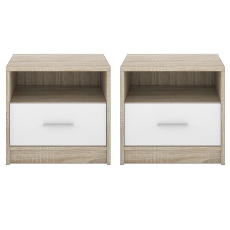 Set 2 Comodino 49,5x33,5x42 cm Nepo rovere sonoma bianco-1