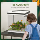 Acquario con LED 13 Litri 29x20x30,5 cm con Fori di Ventilazione in Vetro HD e ABS-7