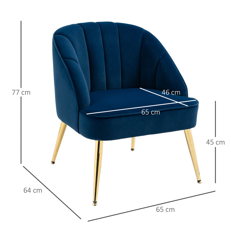 Poltroncina da Camera 65x64x77 cm In Poliestere effetto Velluto Blu Scuro – acquista  su Giordano Shop