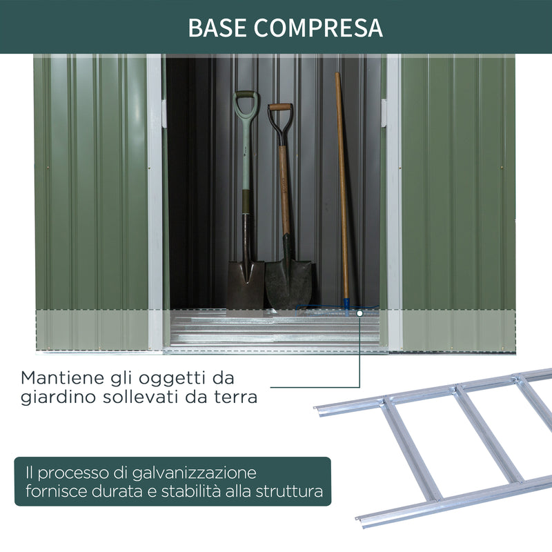 Casetta Box da Giardino 213x130x173 cm in Acciaio Verde-6