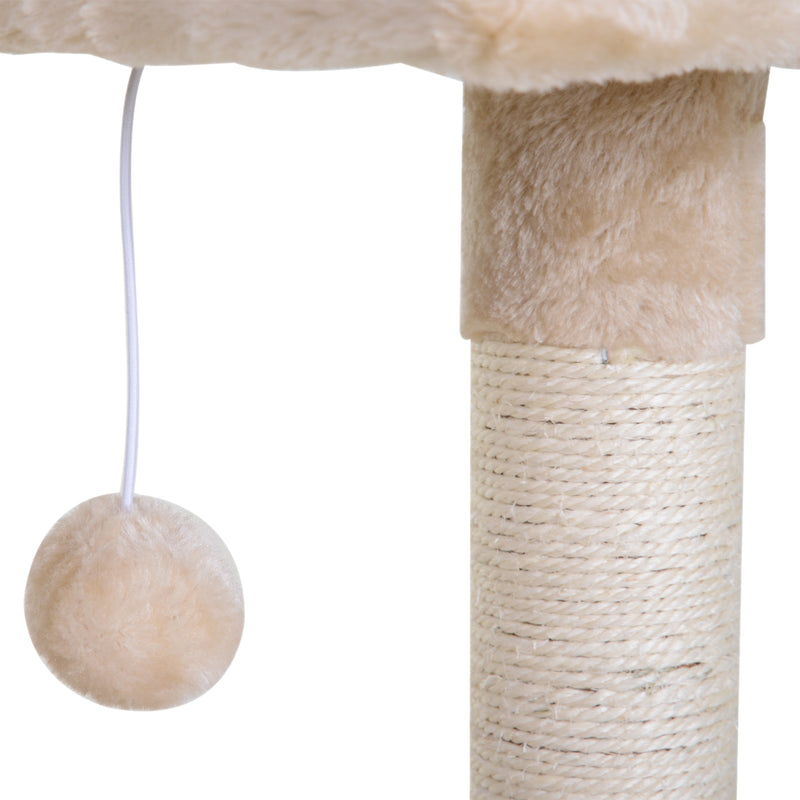 Torre Tiragraffi per Gatti 50x36x70 cm in Legno e Peluche Beige-8