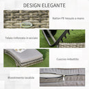 Lettino Prendisole da Giardino con Schienale Regolabile e Cuscino 207x70x70 cm in Rattan PE Grigio-6