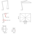 Ombrellone da Giardino Decentrato 3x4m in Legno Telo in Acrilico Danieli Tokio Ecrù-5