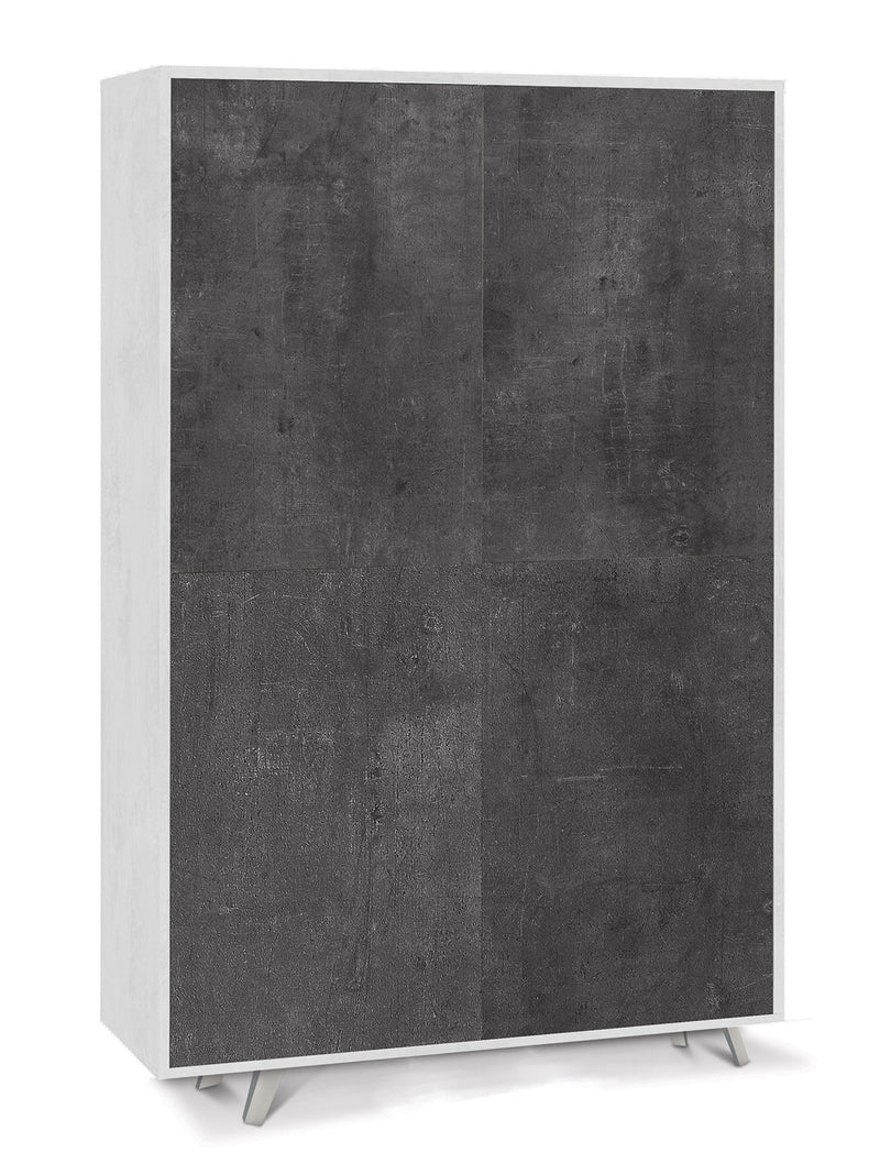 Mobile Multiuso 4 Ante 107x169x41 cm Ossido Bianco/Ossido Nero-1