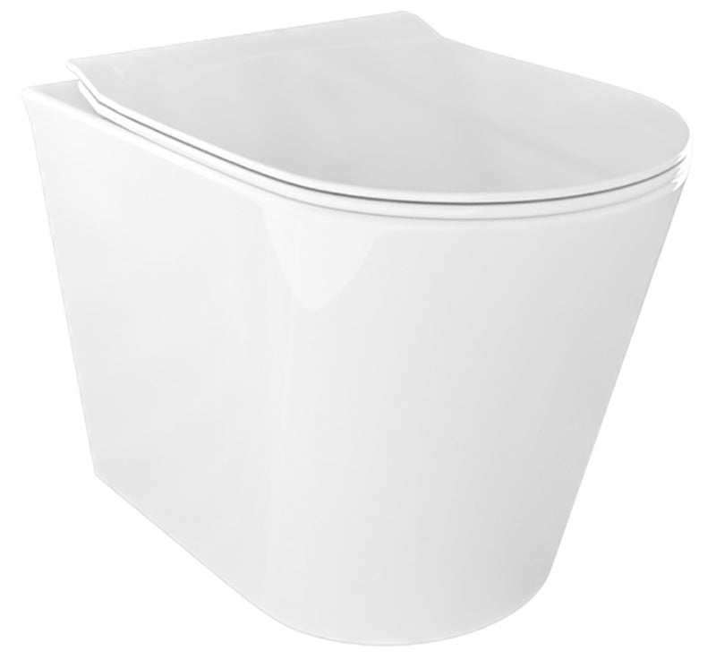 Coppia di Sanitari WC e Bidet a Terra Filo Muro in Ceramica 36,5x54,5x39,5 cm Oceano Bonussi Bianco Lucido-6
