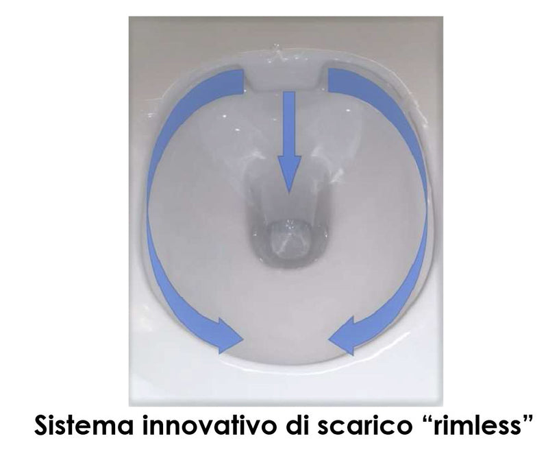 Coppia di Sanitari WC e Bidet a Terra Filo Muro in Ceramica 36,5x54,5x39,5 cm Oceano Bonussi Bianco Lucido-9