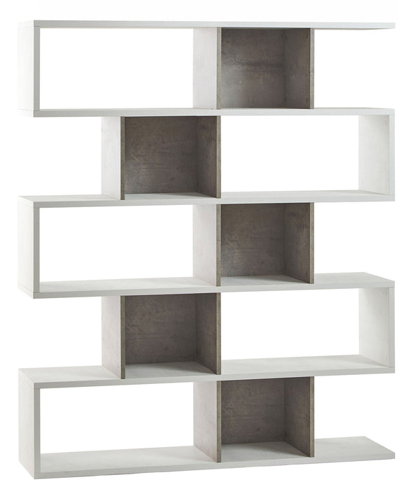 acquista Libreria Modulare 5 Ripiani 150x180x38 cm Ossido Bianco/Cemento