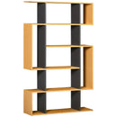 Libreria Moderna a 5 Livelli 13 Ripiani 95x25x150,5 cm in Truciolato Grigia e Color Legno-1