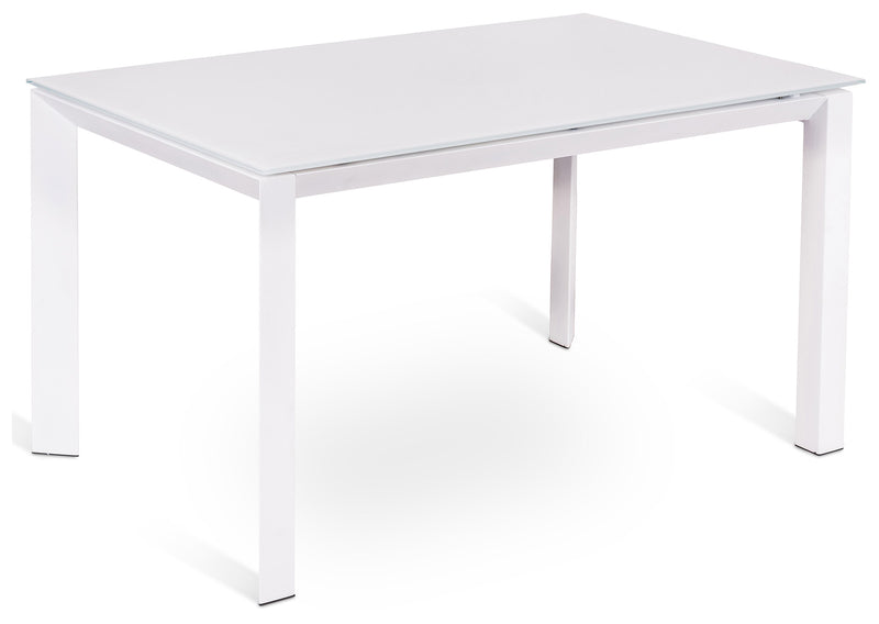 Tavolo Allungabile 140/220x90x75 cm in Metallo con Top in Vetro Bianco-1