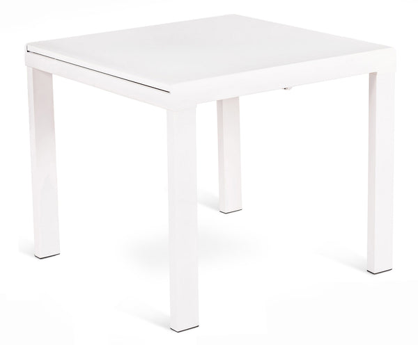 sconto Tavolo Allungabile 90/163,5x90x76 cm in Metallo con Top in Vetro Bianco