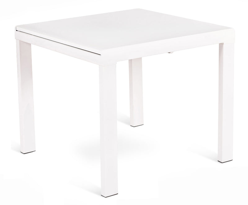 Tavolo Allungabile 90/163,5x90x76 cm in Metallo con Top in Vetro Bianco-1