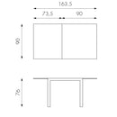 Tavolo Allungabile 90/163,5x90x76 cm in Metallo con Top in Vetro Bianco-4