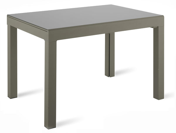 sconto Tavolo Allungabile 120/350x83x75 cm in Metallo con Top in Vetro Grigio