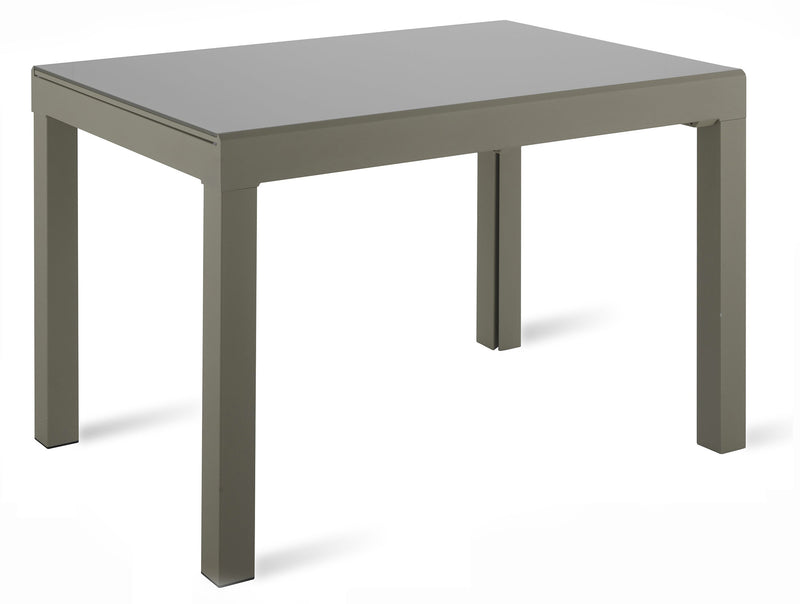 Tavolo Allungabile 120/350x83x75 cm in Metallo con Top in Vetro Grigio-1