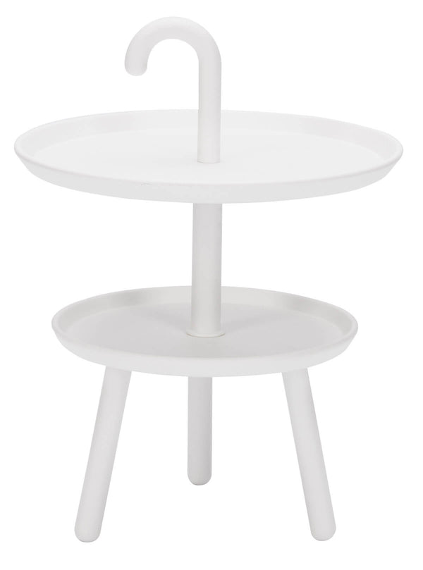 Tavolino da Giardino Ø41x55 cm 2 Ripiani in Polipropilene Bianco acquista