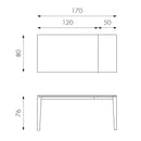 Tavolo Allungabile 120/170x80x76 cm in Metallo con Top Ceramica su Vetro Grigio-4