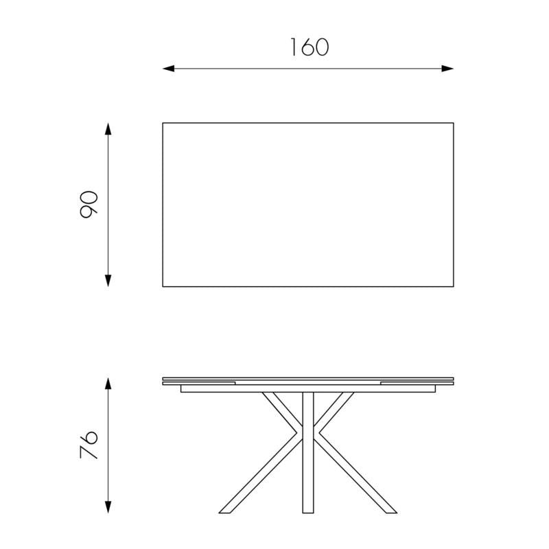 Tavolo Allungabile 160/240x90x76 cm in Metallo con Top Ceramica su Vetro Marmo Bianco-3