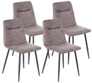 Set 4 Sedie Imbottite 49x48,5x88 cm in Similpelle Grigio Vintage-1