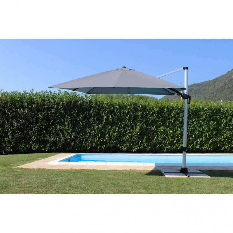 Ombrellone da Giardino Lipsi Decentrato 3x3 m in Alluminio Grigio-2