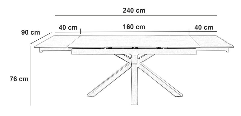 Tavolo Allungabile 90x160/240x76 cm in Ceramica Marmo Calacatta Ceramica 1-3