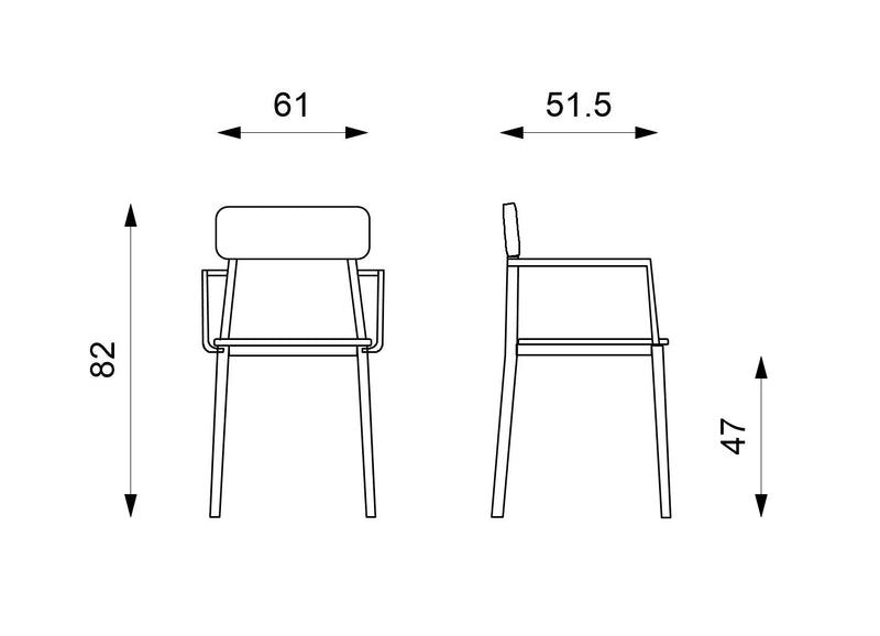 Set 4 Sedie 61x51,5xH82 cm in Legno e Metallo Woody capotavola Bianco-7