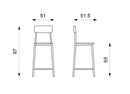 Set 2 Sgabelli 51x51,5xH97 cm in Legno e Metallo Woody Bianco-6