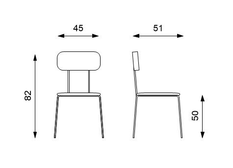 Set 4 Sedie 45x51xH82 cm in Polipropilene Fly Azzurro-6