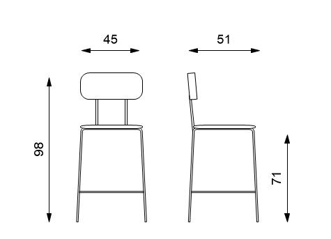 Set 4 Sgabelli 45x51xH98 cm in Polipropilene Sam Grigio-6