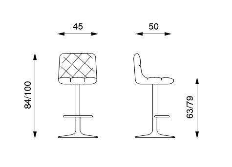 Set 2 Sgabelli 45x50xH84/100 cm in Microfibra Max Grigio Scuro-6