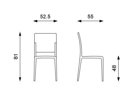 Set 4 Sedie 55x52,5xH81 cm in Polipropilene Venus Visone-4