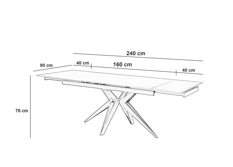 Tavolo Allungabile 160/240x90x76 cm in Ceramica Match 2 Grigio Opaco-5