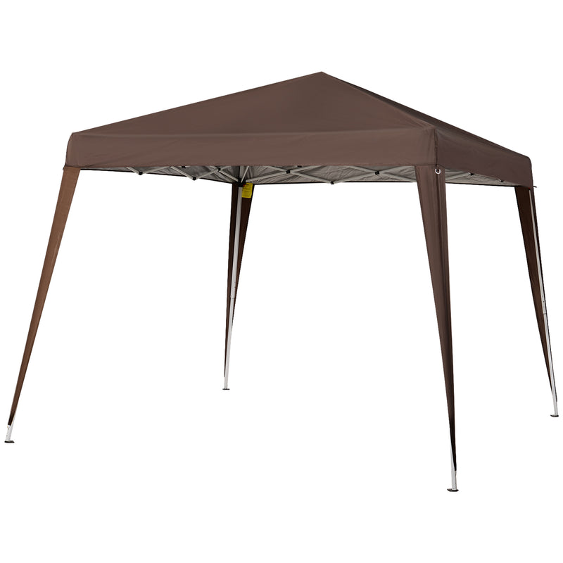 Gazebo Pieghevole da Giardino  con Struttura  Antivento 2,4x2,4m in Acciaio e Corde Caffè-1