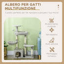 Albero Tiragraffi per Gatti 65x30x104 cm con Casetta e Posatoi Paolo in Sisal Grigio Chiaro-4