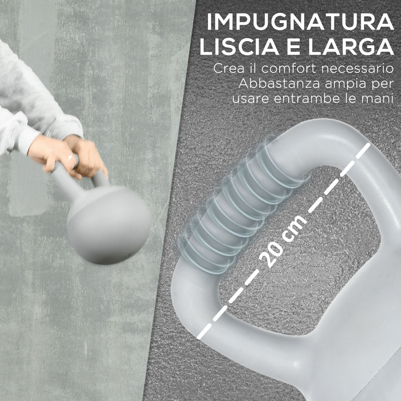 Kettlebell per Allenamento 8 Kg in PVC e Sabbia Metallica Grigio-4