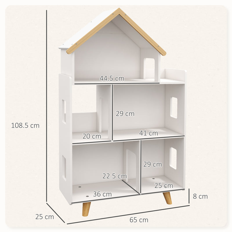 Libreria per Bambini 65x25x108,5 cm in MDF e Legno di Pino Bianco-3