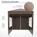 Gazebo Pieghevole 2x2m in Metallo e Poliestere Marrone-7