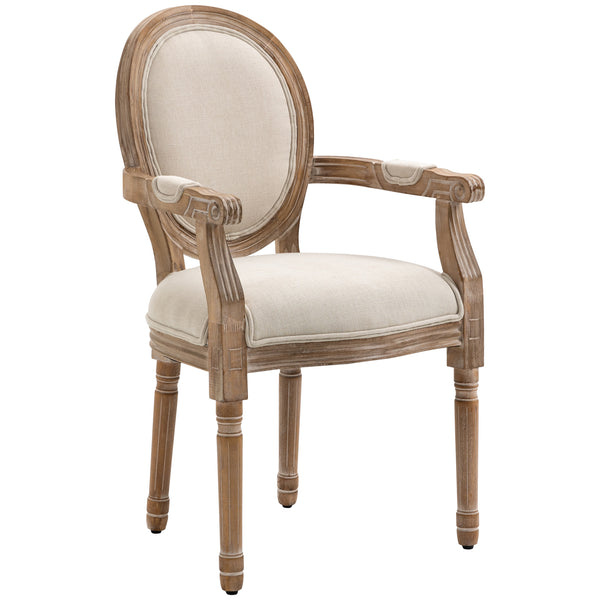 prezzo Sedia da Salotto Classica Imbottita 56x54x96 cm in Tessuto e Legno Caucciù Bianco Crema