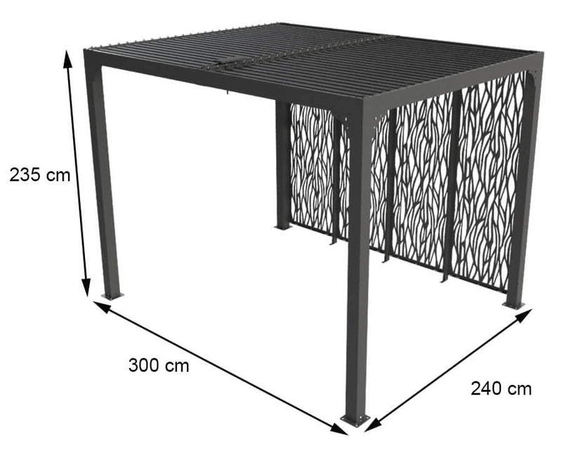 Pergola da Giardino 2,4x3x2,35 m in Alluminio con 4 Pannelli Moucharabieh Grigio Antracite-3