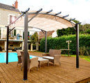 Pergola da Giardino 3,4x3,3x2,4 m in Alluminio con Telo di Copertura 280g/mq Grigio-9