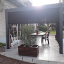 Pergola da Giardino 3,6x3 m in Alluminio con 4 Pannelli Moucharabieh e Tenda Laterale Grigio Antracite-3