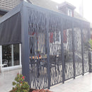 Pergola da Giardino 3,6x3 m in Alluminio con 4 Pannelli Moucharabieh e Tenda Laterale Grigio Antracite-8