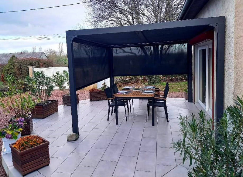 Pergola da Giardino 3,6x3 m in Alluminio con Tende Laterali Grigio Antracite-4