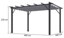 Pergola da Giardino 4x3x2,3 m in Alluminio Grigio Antracite con Telo di Copertura 140g/mq Grigio-5