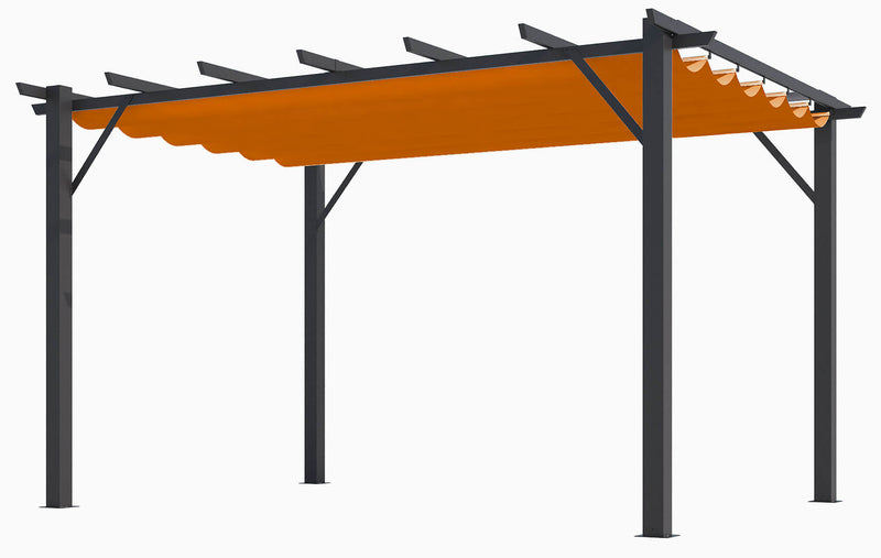 Pergola da Giardino 4x3x2,3 m in Alluminio Grigio Antracite con Telo di Copertura 140g/mq Ruggine-1