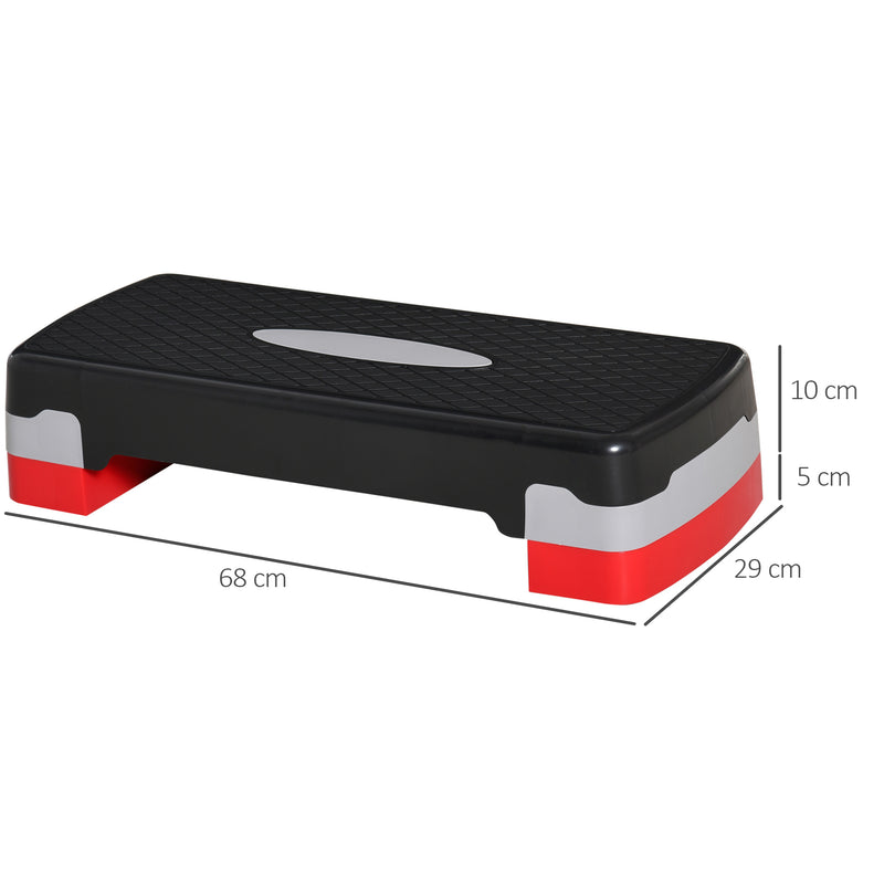 Step Fitness per Aerobica 68x29xh10-15 cm Altezza Regolabile in Plastica Nero e Rosso-3