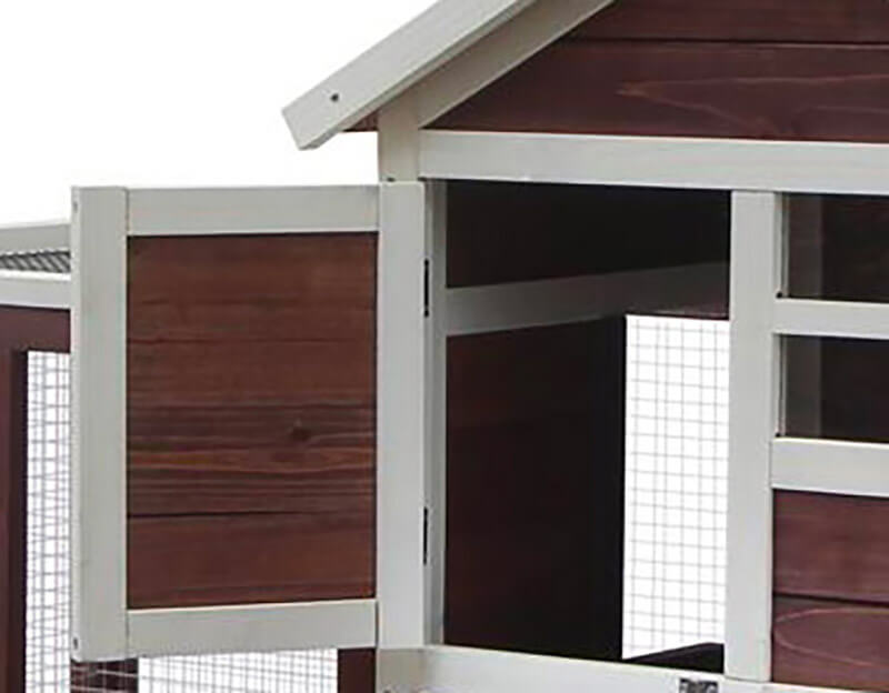 Pollaio da Giardino 122x63x92 cm Per 3 Galline in Legno Rosso e Bianco-7