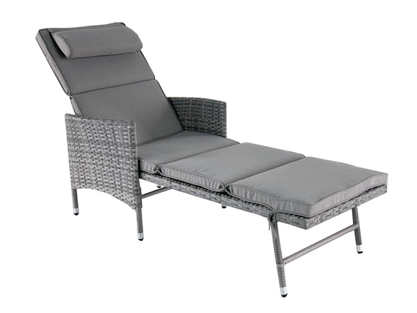 sconto Lettino Prendisole Multiposizione da Giardino 149/186x67x98/63 cm in Rattan Sintetico Grigio Talpa